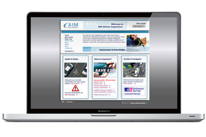 AIM Vehicle Inspections website design.